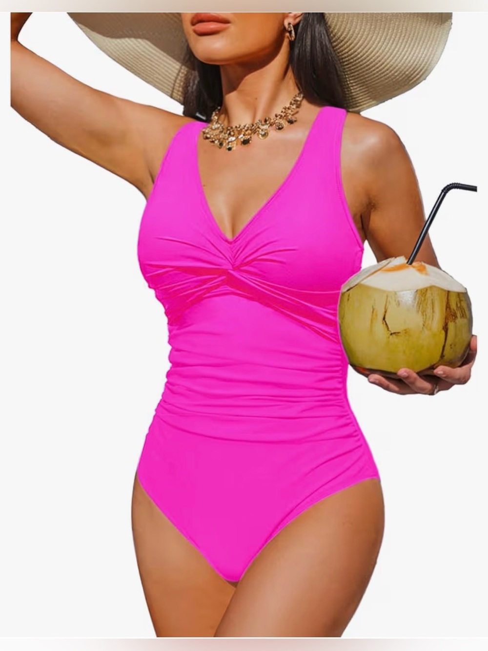 Holipick Women’s One-Piece Swimsuit in Hot Pink